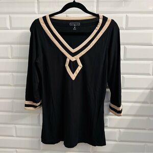 Duffield Lane Women’s Medium Black Long Sleeve V-Neck Top